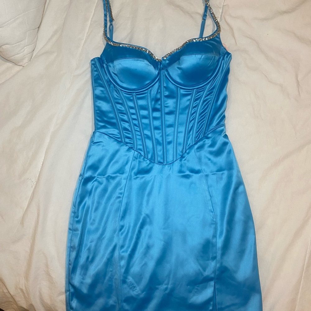 Oh Polly Corset mini dress blue
